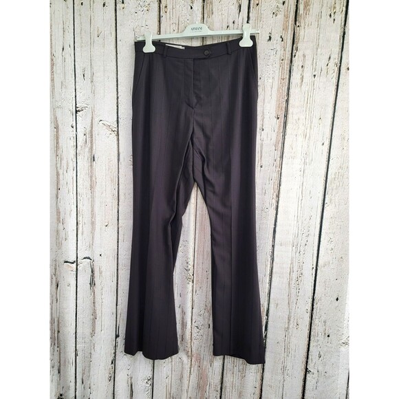 LM Women's Size 10 Marisa Minicucci Brown Pinstripe Wide leg‎ Dress Pants Slacks - Picture 1 of 6